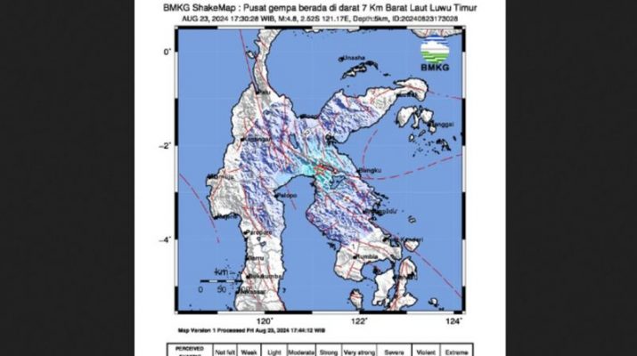 Gempa Tektonik M 4,8 Guncang Luwu Timur