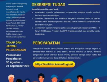 Rekrutmen Calon Anggota Komisi Informasi Pusat Periode 2021-2025 Dibuka