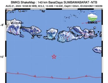 Gempa Bumi Magnitudo 5.2 Guncang Sumbawa NTB, BMKG: Tidak Berpotensi Tsunami