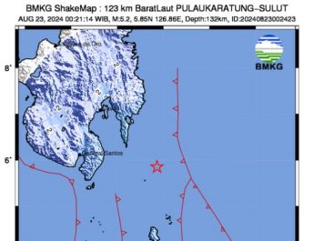 Gempa Bumi M 5.2 Guncang Pulau Karatung Sulawesi Utara