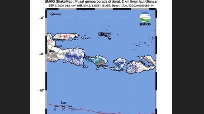 Gempa Bumi Dangkal Magnitudo 4,9 Landa Bali