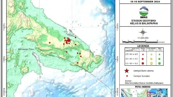 Gempa Bumi Magnitudo 5.5 Guncang Kabupaten Berau, Kalimantan Timur, diikuti 18 Kali Gempa Susulan