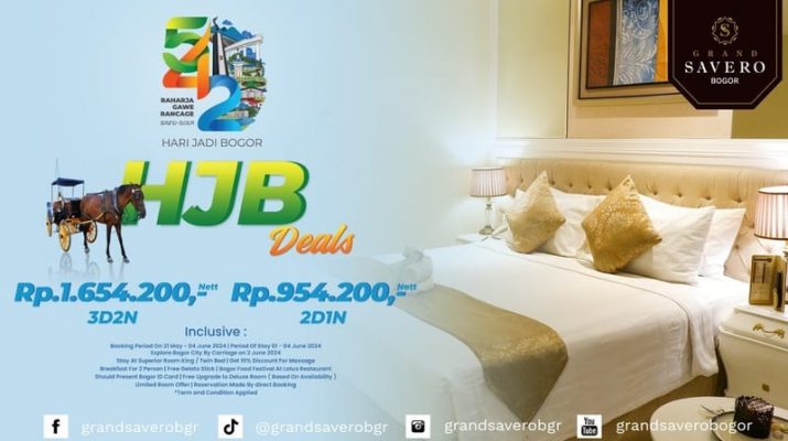 HUT Bogor, Hotel Grand Savero Bogor Hadirkan Diskon Khusus Warga Kota Hujan