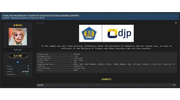 Kebocoran Data Kembali Terjadi, Kali Ini Giliran Dirjen Pajak